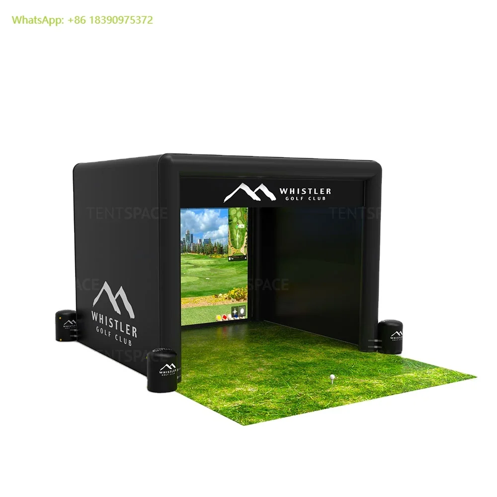 

High Quality PVC Custom Print Black Outdoor Golf Simulator Cage Enclosures Indoor Inflatable Golf Tent Simulator for Home
