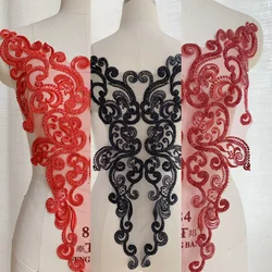 Rayon Ivory Wedding Dress Beaded Lace Sewing 1 Piece 36x55CM 4 Colors Beads Pearl Slices Sequins Embroider Luxury Lace Patch