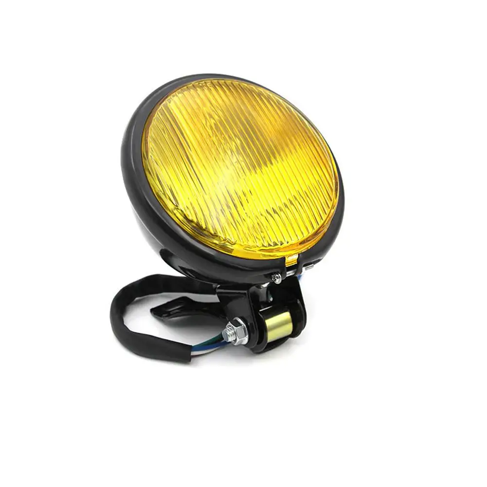 1pc Motorcycle Headlight Round Retro Headlamp 12v 35w 3000k High-low Beam Fog Light Universal Modified Parts