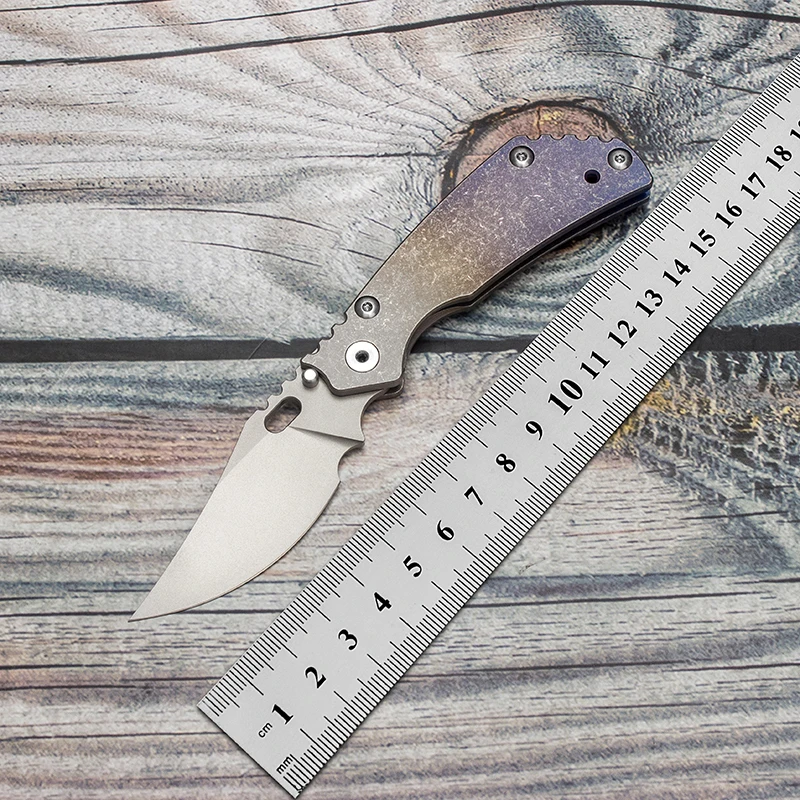 Cuchillo plegable de ojos malvados, herramienta de supervivencia táctica al aire libre, mango de titanio degradado personalizado, bolsillo EDC, hoja CPM 20CV