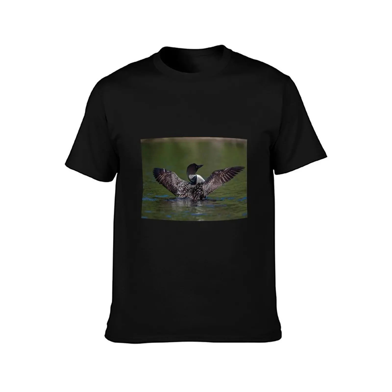 Loon spreading it's wings T-Shirt, Summer Casual Cotton Tee, Oversized Streetwear Tops, Vintage Graphic Print, Unisex Men Women
