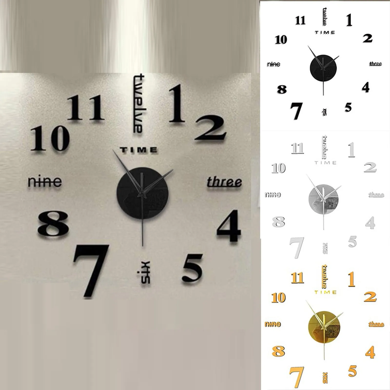 Reloj de pared creativo para sala de estar, cronógrafo Digital con pegatina de pared, silencioso, decorativo para el hogar, 2024