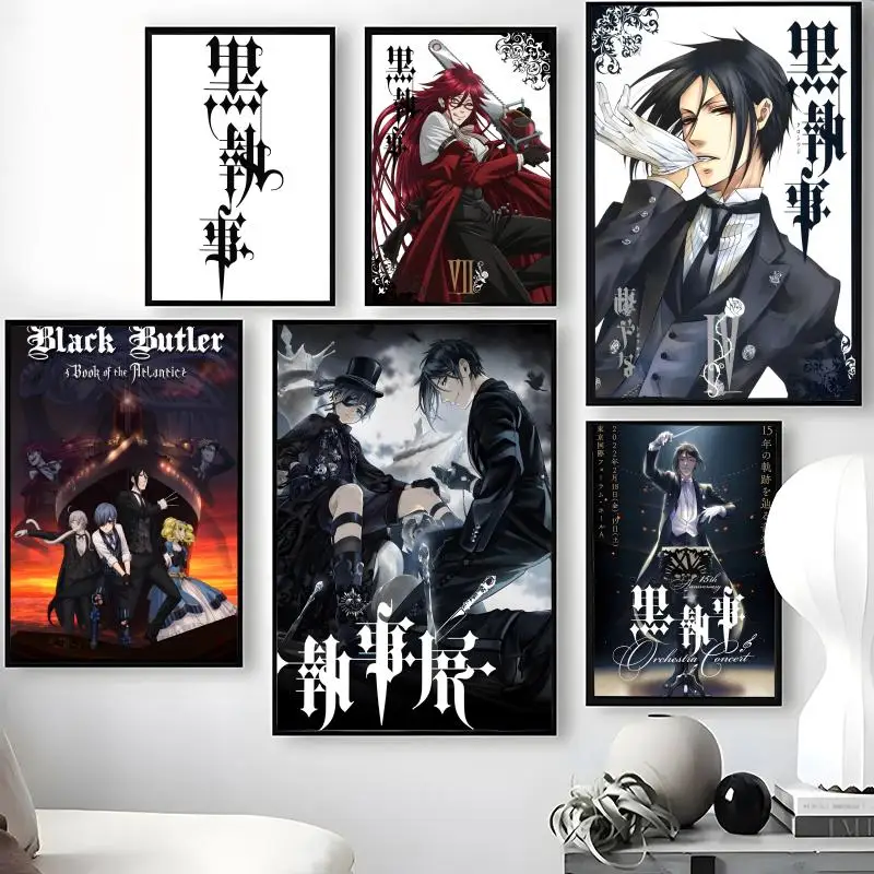 Anime B-black B-butler Poster, wasserfeste, selbstklebende Wandkunst-Aufkleber, abnehmbare Wanddekoration für Wohnzimmer und Schlafzimmer