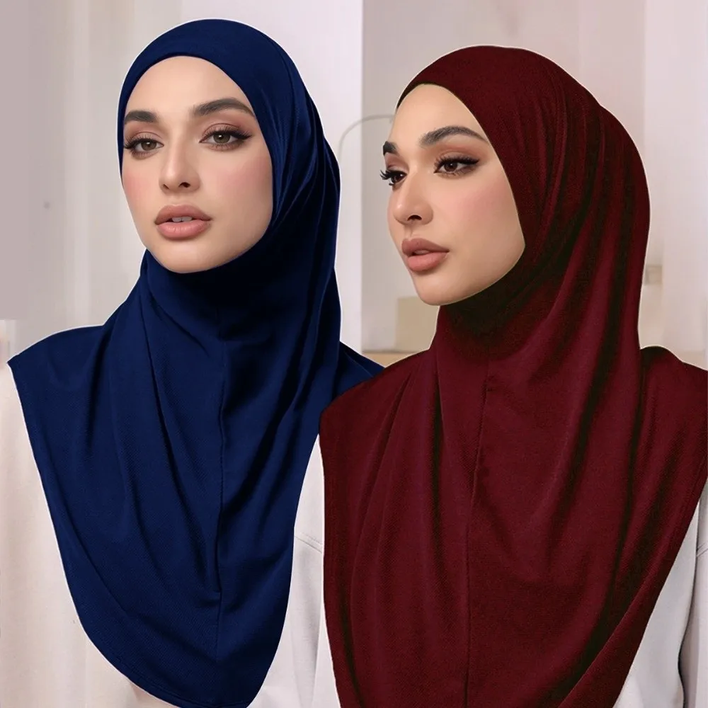 

Solid Color Eid Al-Fitr Long Turban Breathable Multiple Colors Arab Lady Headscarf Versatile Elastic Hijab Head Wrap Daily