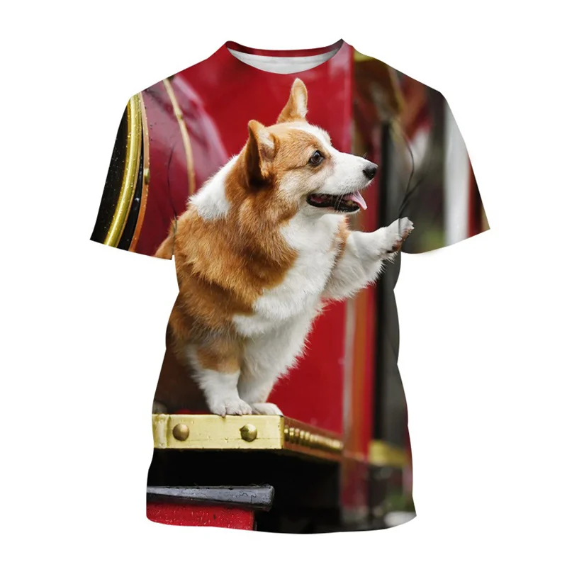 Fashion Welsh Corgi Dog T Shirt For Men Cute Puppy Animal 3d Printed Short-sleeved Tees Harajuku Streetwear Tops T-shirt Clothes