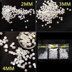 DIY 2MM,3MM,4MM white high quality flat plastic pearl semicircle phone accessories nail decoration beauty art