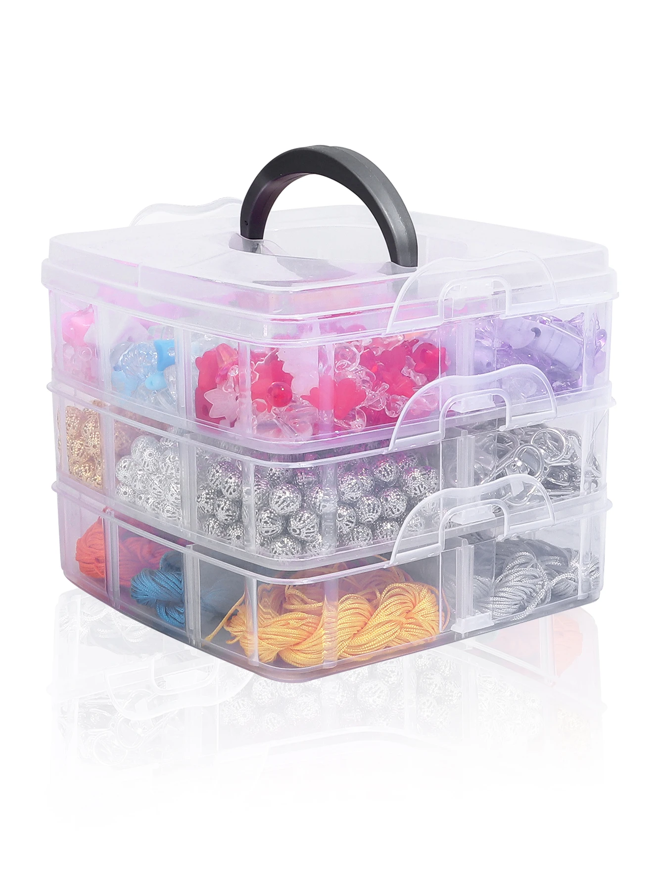 1Pc Transparent Plastic Jewelry Storage Box Multifunctional Jewelry Organizer Box Container with Grids For Earring Display