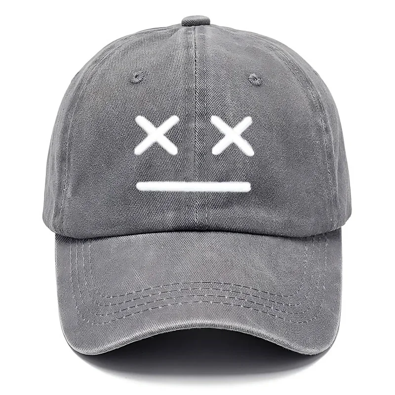 Washed Baseball Cap Cotton Embroidered Smiley Face Unisex Vintage Fashion Hat Casual Outdoor Sport Hip Hop Streetwear Gift Hats