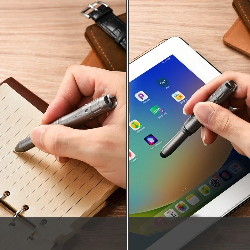 Outdoor Multifunctional Portable EDC Self Defense Pen Titanium Alloy Survival Whistle Tool