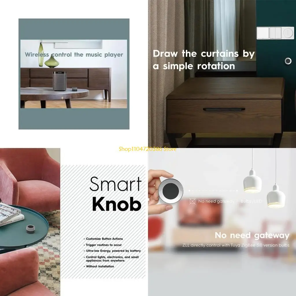 

K0EA Tuya ZigBee for Smart Knob Wireless Scene Switch Button Controller for Smart Control Home for Alexa Google-Gate