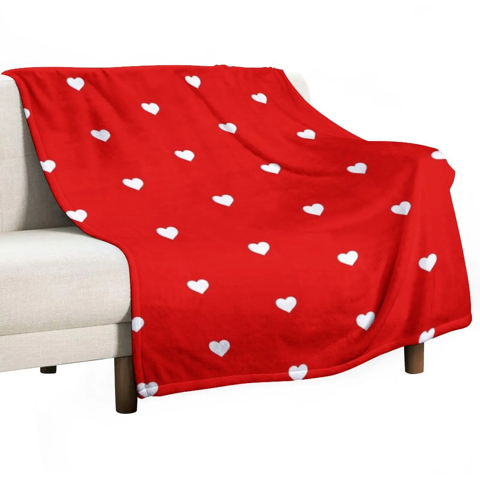 

Red Heart Pattern Throw Blanket Plaid on the sofa Fluffy Softs Luxury Thicken Furrys Blankets