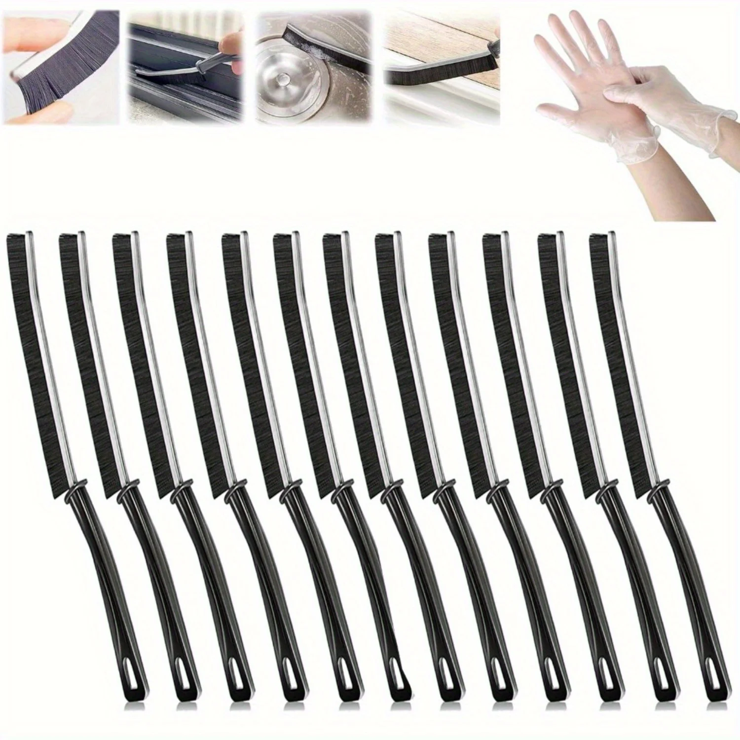 

12-Piece Hard Bristle Crevice Cleaning Brush, Multifunctional Gap Cleaning Brush Tool for Small Spaces Cleaning