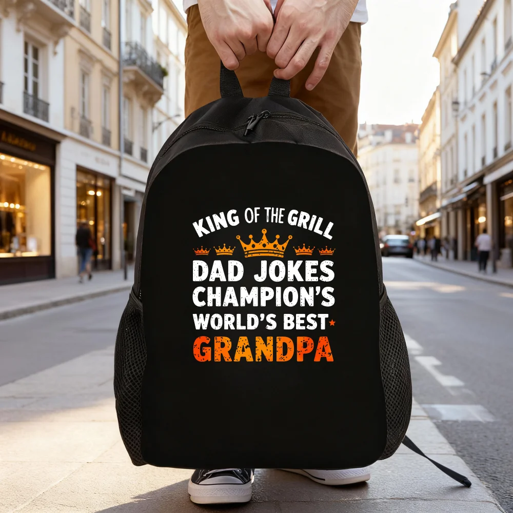 

Ladies College Style Backpack, BBQ Talent Dad Joke Champion World's Best Grandpa Large Capacity Photography Backpack