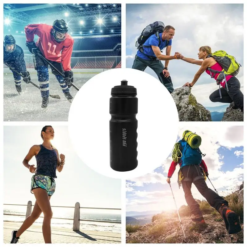 750ml Sports Water Bottles Ice Hockey Water Bottle Hockey Accessories Squeeze Water Bottles Leakproof Lightweight Sports gear