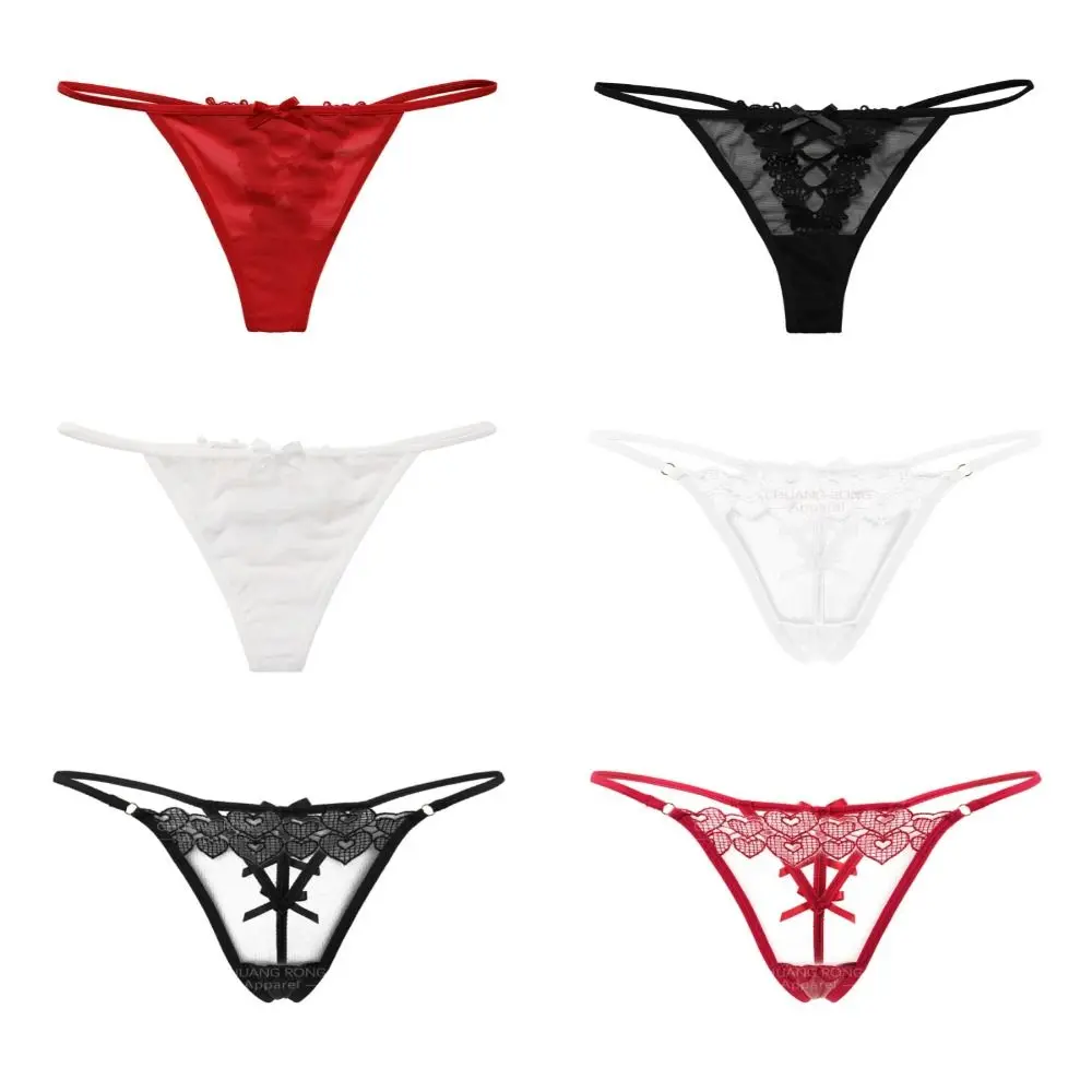 Sexy Hollow Out Thongs Seamless Crystal Y2k Sexy G Strings Underpants Low-Waist Briefs Ice Silk Panties Underwear