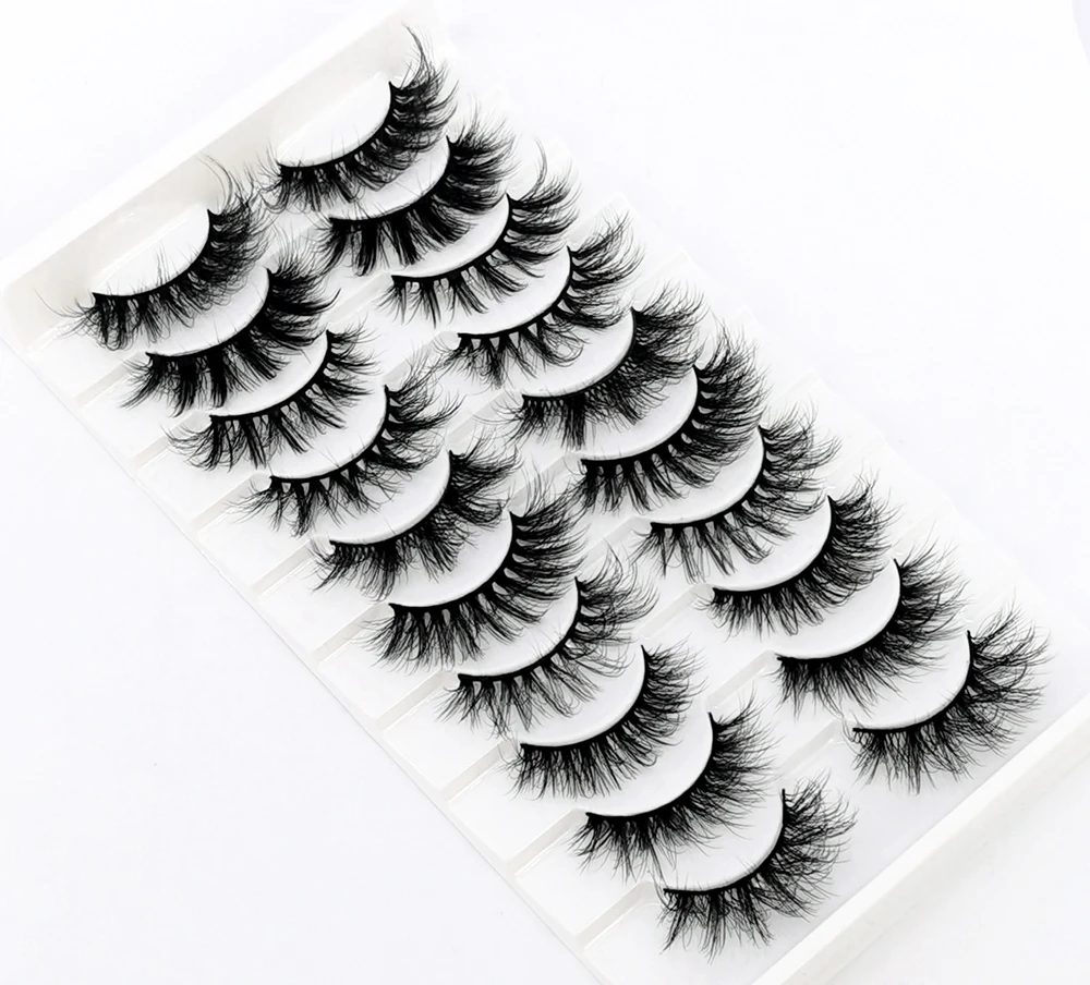 Lashes 10 Pairs 10-25mm Eyelashes 3D Faux Mink Eyelashes Long Lasting Fluffy Mink Lashes Dramatic Volume lashes Extension Thick