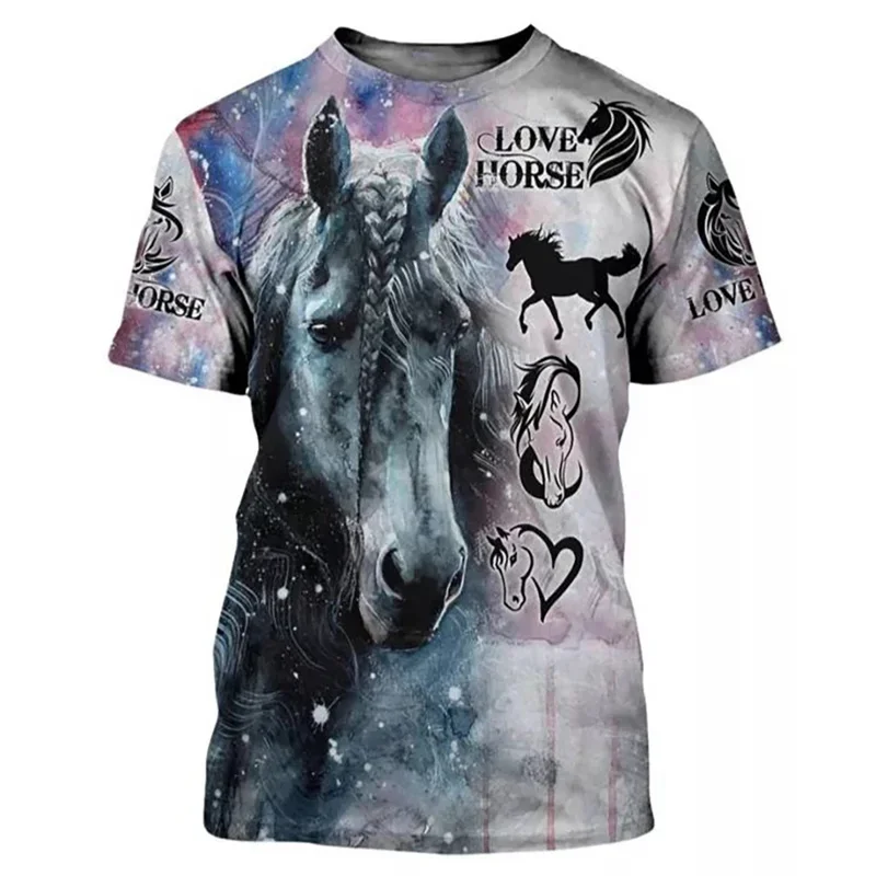 

3D Printing Horse Shirt Unisex Fashion Women's Tee Shirt Large Loose O-Neck T-Shirt Casual Short Sleeve T Shirt Horse Clothes