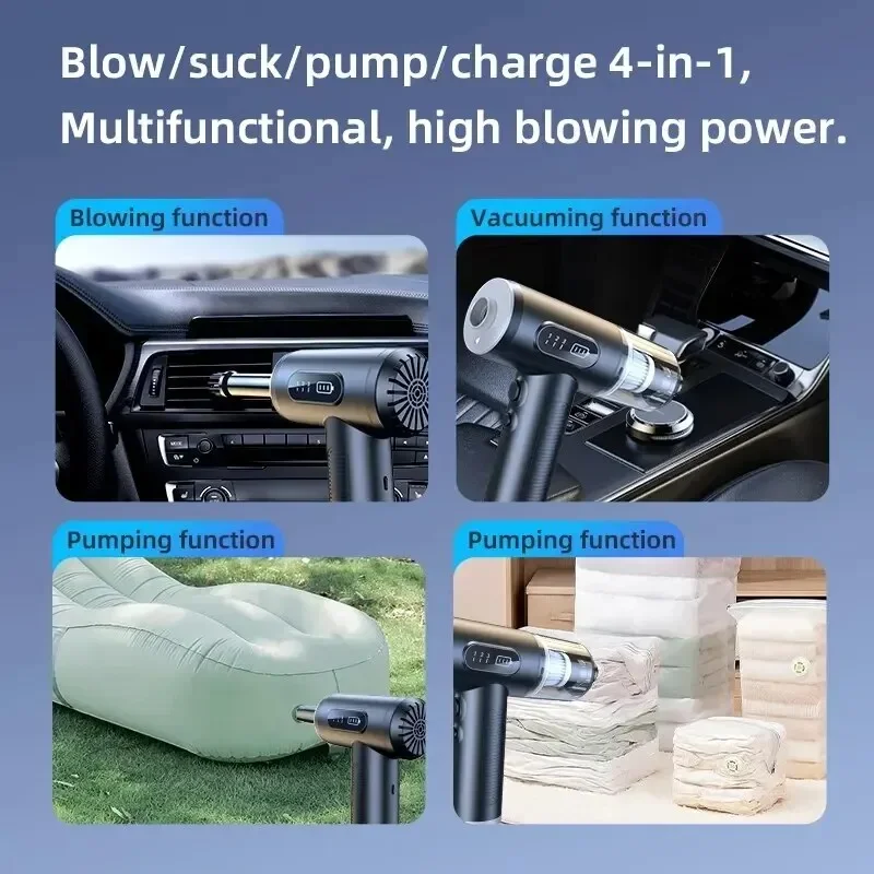 Dual Purpose Air Dust Collector50000 Rpm 3Speed Powerful Suction Wireless Handheld Cordless Car And  Computer Vacuum Cleaner