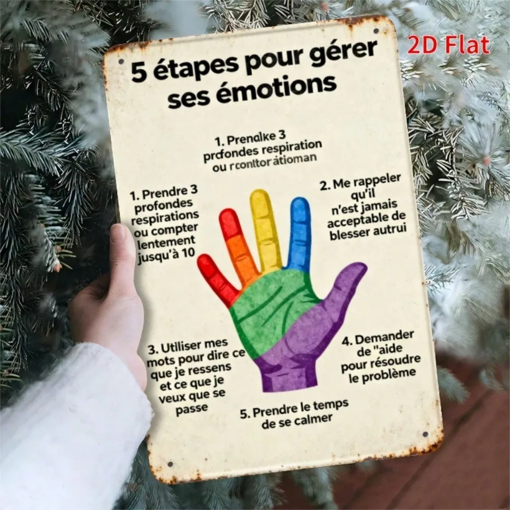 

French 5-Step Metal Wall Sign Vintage Iron Decor, Rainproof Indoor Outdoor Home Office Bar Garage Man Cave