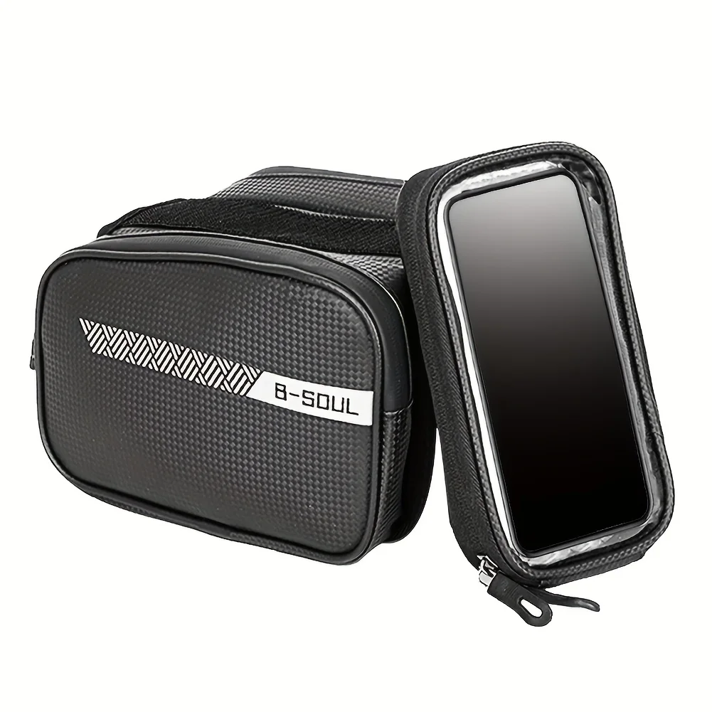 

1pcs Large-capacity Bicycle Front Beam Bag, Detachable Mobile Phone Touch Screen Saddle Bag, Cycling Equipment Accessories