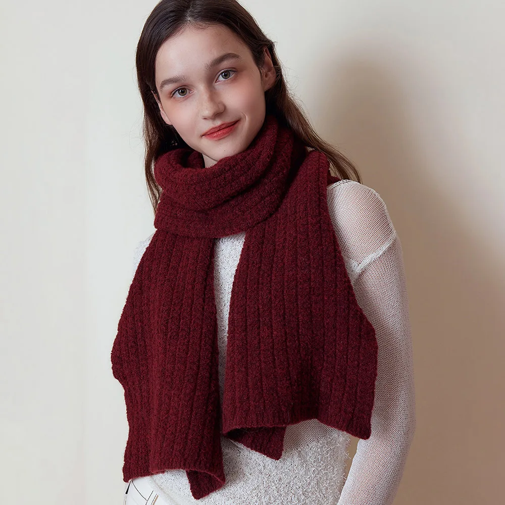 Sciarpa da donna in lana lavorata a maglia solida semplice Sciarpa calda spessa invernale Coppia all'aperto Fazzoletto da collo casual Bandelet unisex in lana retrò