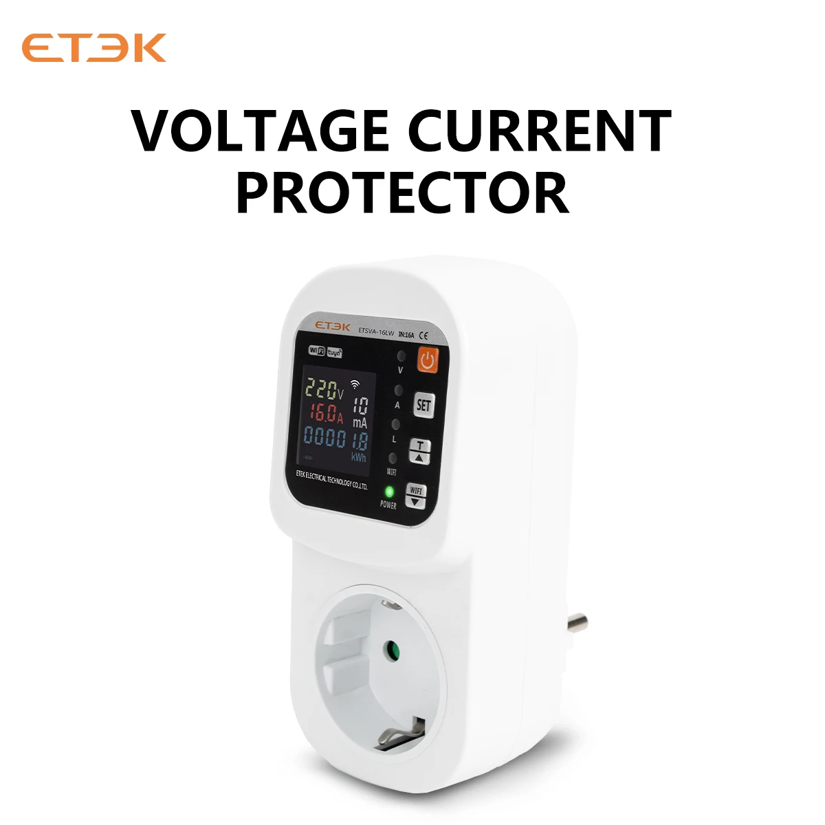 ETEK Adjustable Voltage Current Leakage Protector EU Type TUYA WlFl control Automatic Refrigerator Smart Protect Protector ETSVA