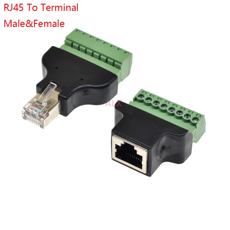 1 buah Adaptor Terminal sekrup RJ45 ke RJ45 kualitas tinggi konektor Male/Female ke 8 Pin Splitter RJ45 untuk CCTV DVR aksesoris CCTV