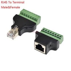 1pcs High Quality RJ45 To Screw Terminal Adaptor RJ45 Male/Female To 8 Pin Connector RJ45 Splitter For CCTV DVR CCTV Accessories