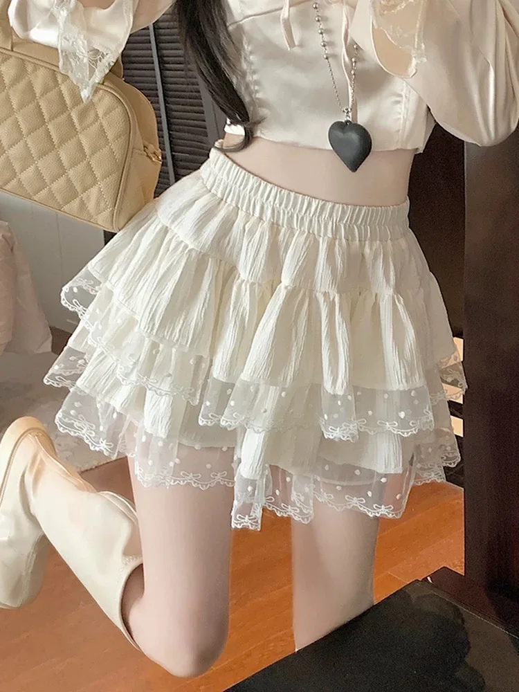 

Women Elastic Gothic Lace Tutu Skirt Black Mesh Patchwork Petticoat Mini Tulle Skirt Party Clubwear Street Dance Outfit