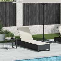 VidaXL sun lounger with pads Black 55x200x25.5 cm Poly Rattan