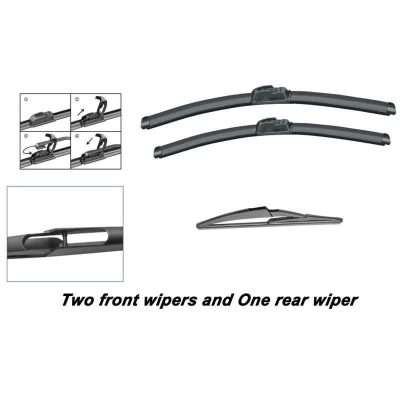 Wiper Front & Rear Wiper Blades Set for Nissan Juke F15 07.2010 - 2017 Windshield Windscreen Rear Window 22