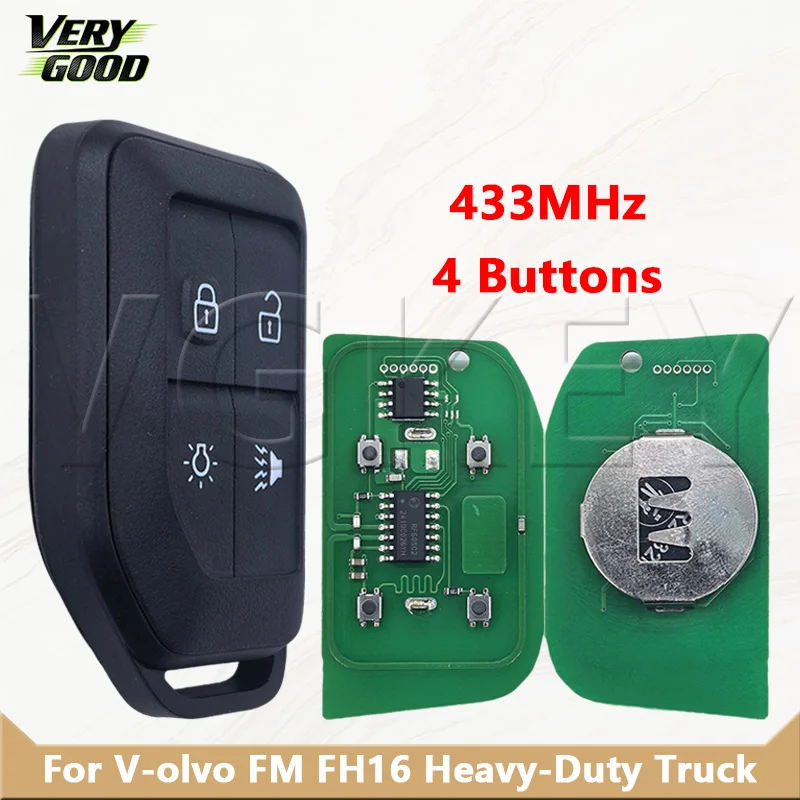 

VG For V-olvo FM FH16 Heavy-Duty Truck 4 Buttons 433MHz Car Remote Control Vehicle Smart Key