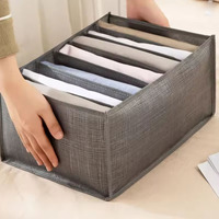 Grey 7/9 Grid Storage Box Non Woven Durable Washable Space Saving Layered Arrangement  Underwear Wardrobe Storage Without handle