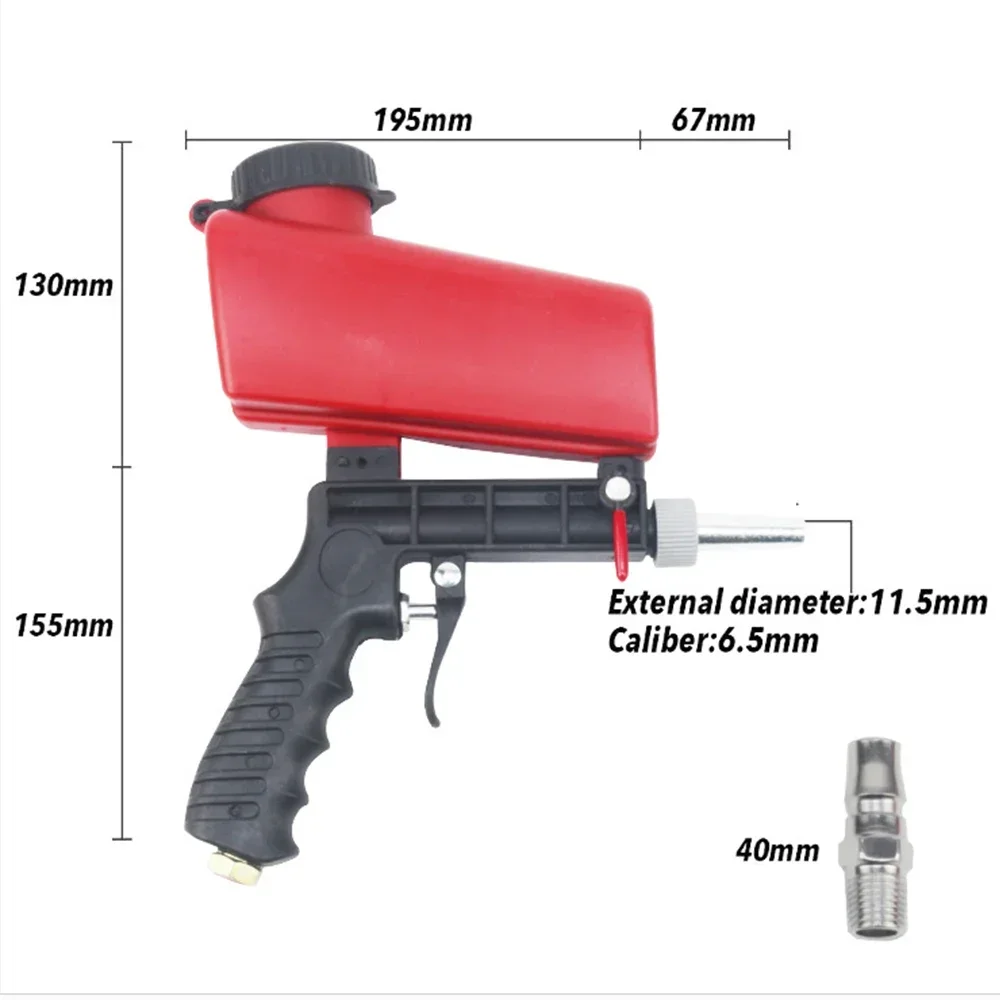 Pistola per sabbiatura regolabile 90 Psi sabbiatrice portatile per verniciatura a spruzzo a gravità pneumatica piccola pistola per sabbiatura