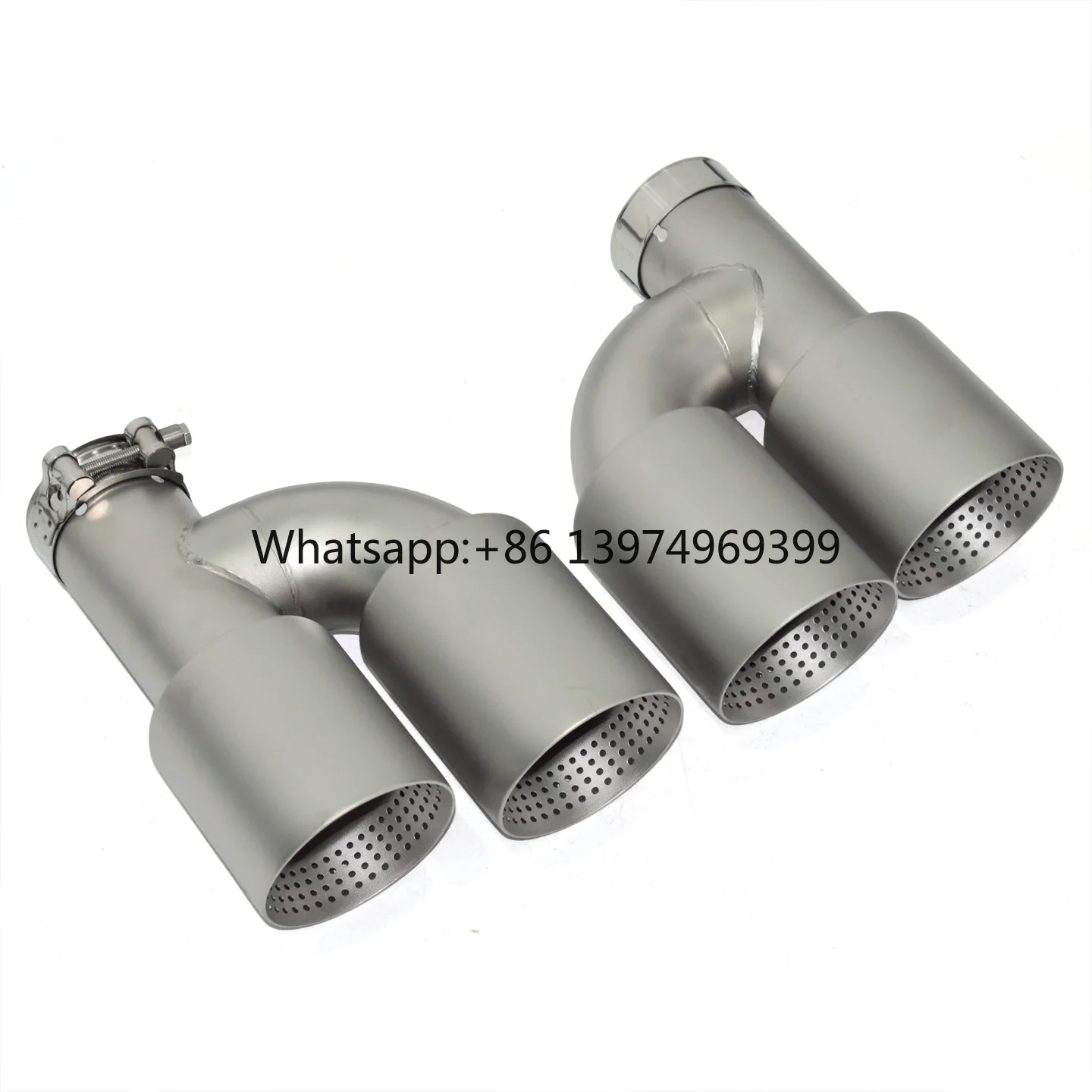 Universal Matte Silver Stainless Steel Exhaust  Tips With AK Logo for VW Golf R MK6 MK7 Exhaust Tips Muffler
