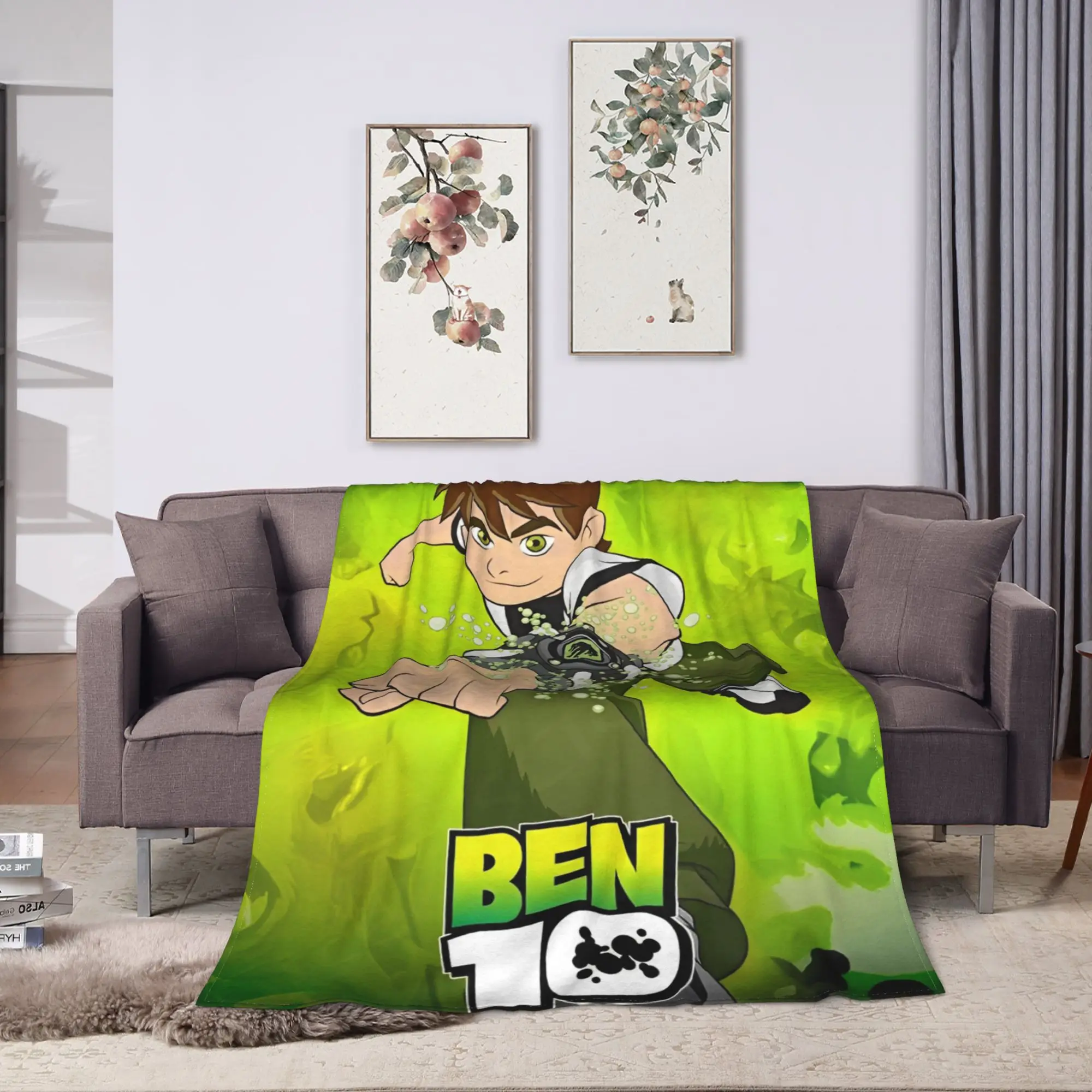 Ben 10 Omnitrix Unleashed Flannel Blanket  Soft Warm Bedding Throws for Bedroom Travel Street Trend Bedspread Sofa Bed Cover
