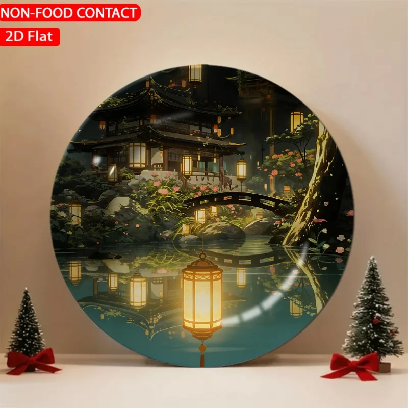 1pc of Green Ceramic Lanterns for an Oriental Garden, Designed for Decorative Purposes Solely. Ideal for Home Desks, Living
