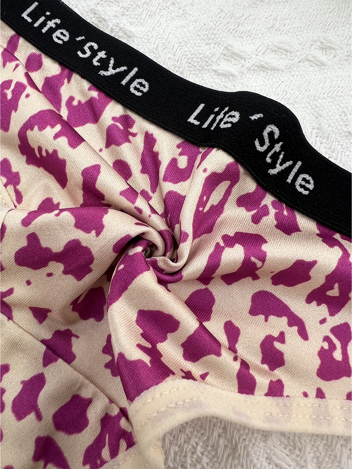 애니멀 프린트, 레오파드 프린트, 핑크 레오파드 프린트, 혼합 컬러 끈팬티, 섹시하고 패셔너블하며 편안한 5켤레 혼합 의상