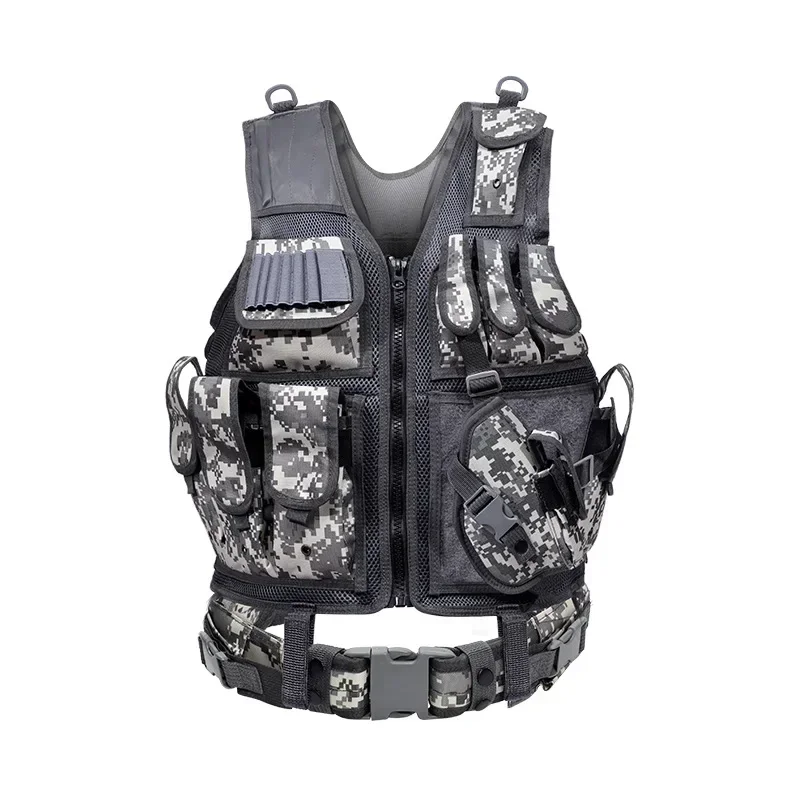 Gilet tattico militare da uomo gilet da caccia da allenamento senza maniche tasche Mulit forniture militari gilet tattico fibbia a sgancio rapido