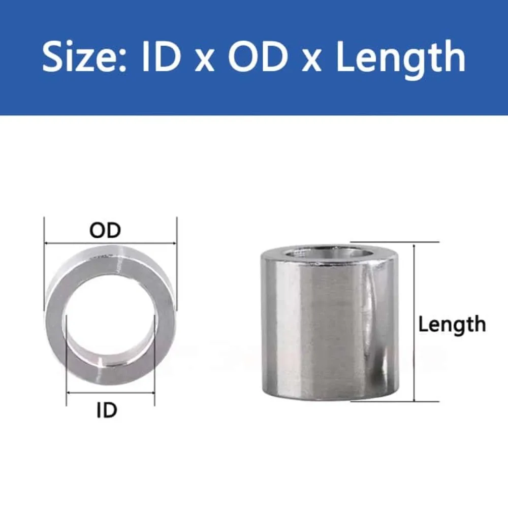 2-10Pcs M6 M8 M10 M12 Aluminum Alloy Round Hollow Bushing, No Thread Spacer Sleeve Flat Washer, Length 1.5-30mm