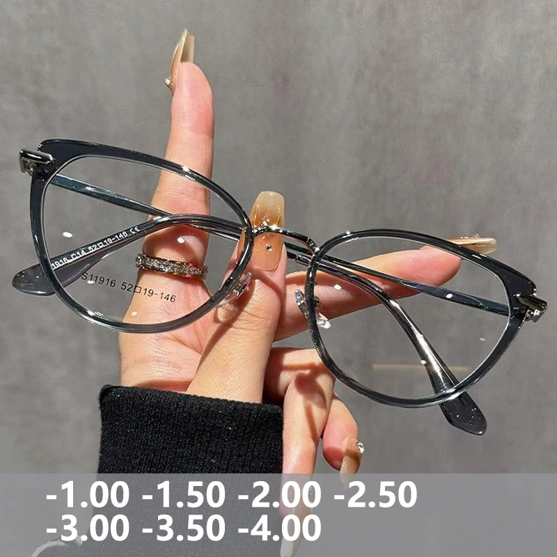 

Fashion TR90 Brown Myopia Glasses Woman Blue Light Cateye Prescription Glasses Minus No Slip Myopia Glasses Nearsighted Ladies