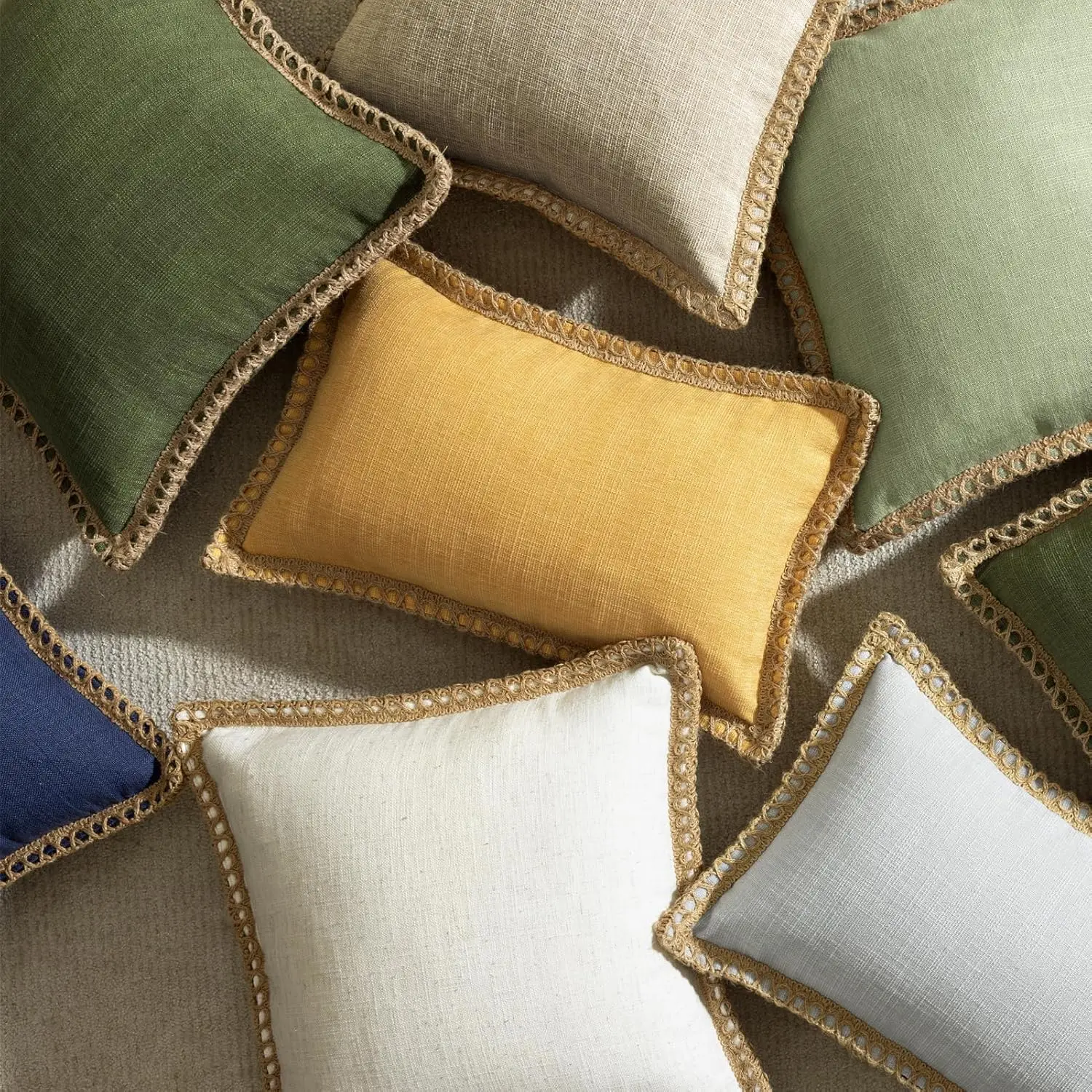 1/2PCS Themed Farmhouse Throw Pillow Cover Cotton Linen Material 30X50cm 45x45cm 50x50cm Sizes with Trimmed Tailored Edges