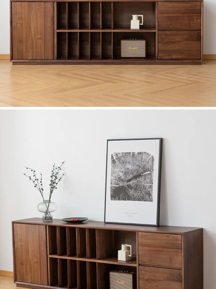 All solid wood locker, black walnut TV cabinet, side cabinet, multi-functional side cabinet, dining side cabinet combination