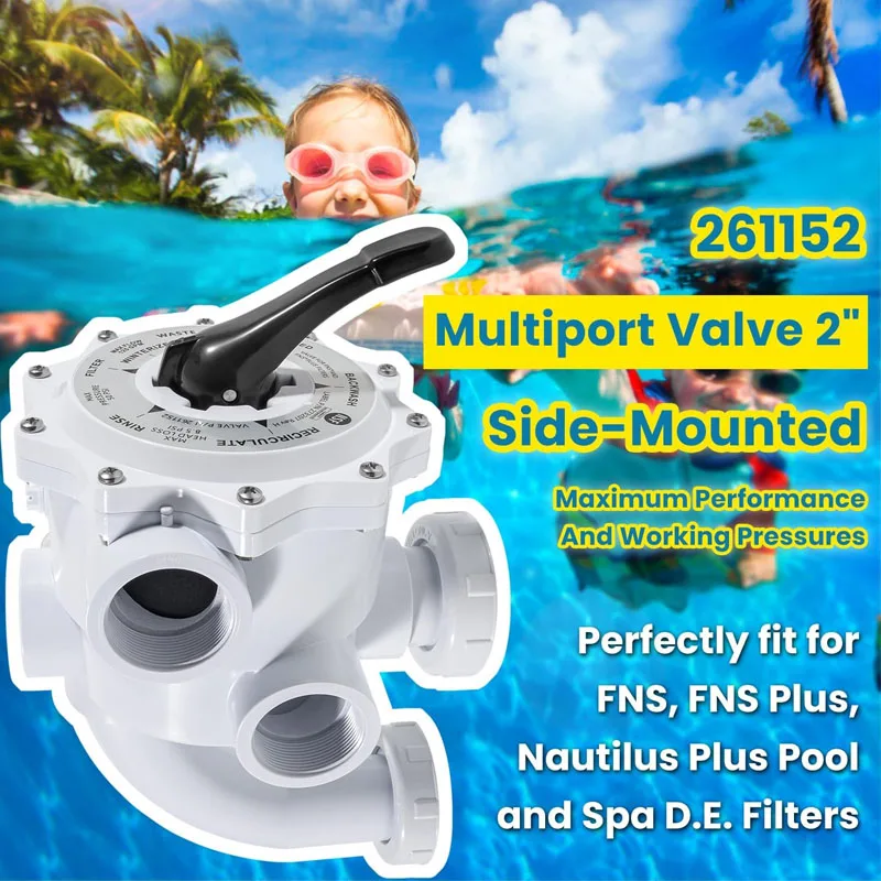 261152 , 2-Inch Threaded Multiport Valve for FNS, FNS Plus, Nautilus Plus Pool and Spa D.E. Filters Side Mount Rebuild Kit