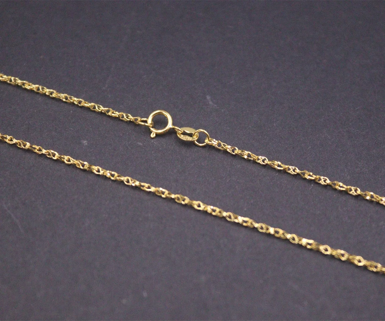 Pure Au750 18K Yellow Gold Chain 1.6mm Byzantine Link Necklace 3.2-3.4g 20inch