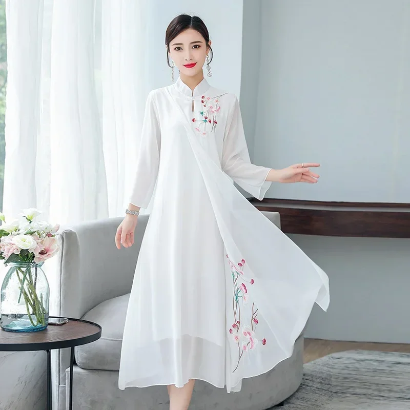 2024 Spring Summer New Women'S Dresses Style Vintage Improved Cheongsam Elegant Large Size Chinese Dress Qipao 12050 B12