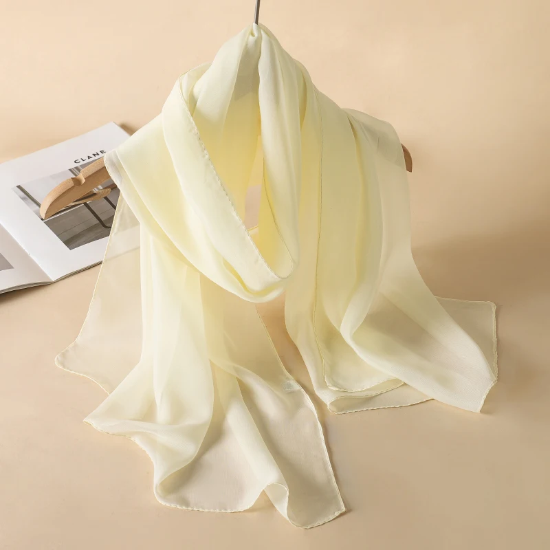 2023 neue Mode Sommer Frauen einfarbig Strand Schal Seide Schals Stirnband Weibliche Stirnband Wraps Sonnencreme Hijab Großhandel – Detail 27