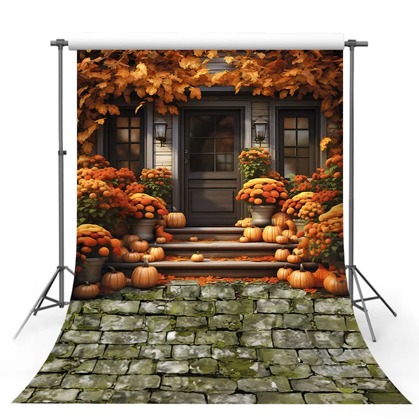 Mehofond Photography Background Fall Leaves Pumpkin Autumn Thanksgiving Kids Birthday Party Portrait Decor Photo Backdrop Studio