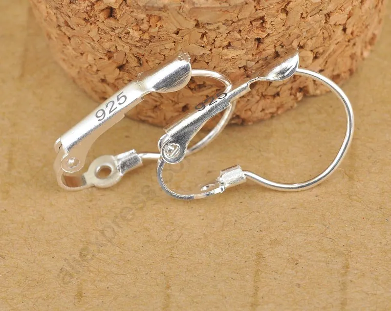 Stock Wholesale 925 Sterling Silver Jewelry Handmade Findings Beading Earring Styles Dangle French Lever Ear Hoop Hooks