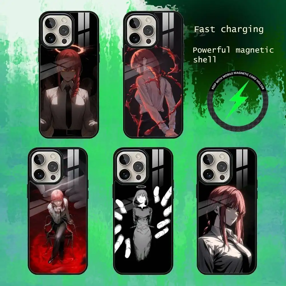 

Anime C-Chainsaw M-Makima Phone Case For iPhone17,16,15,14,13 Plus,Pro Max Magnetic For Magsafe Wireless Charging